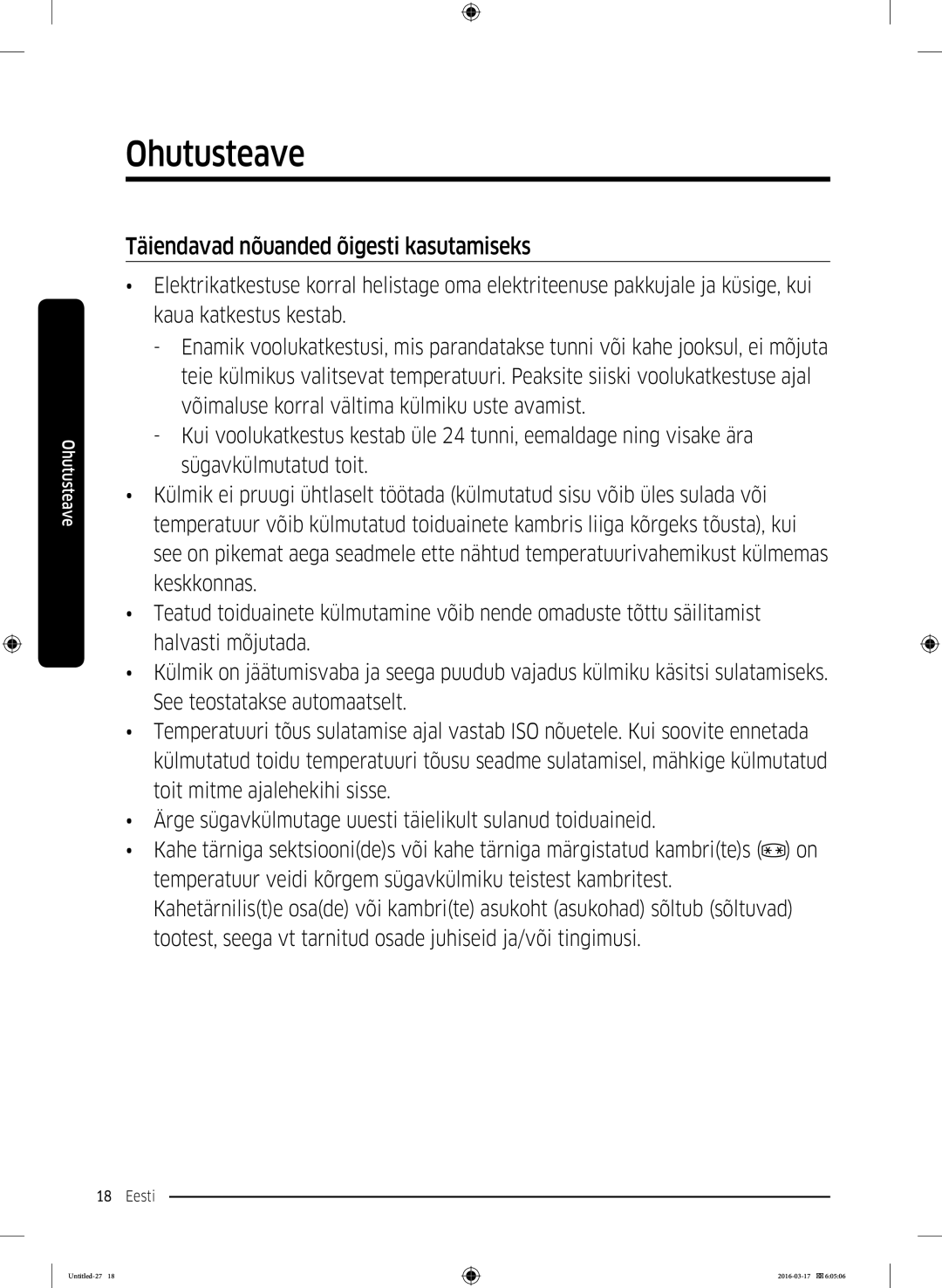 Samsung RS53K4400SA/EF manual Täiendavad nõuanded õigesti kasutamiseks 