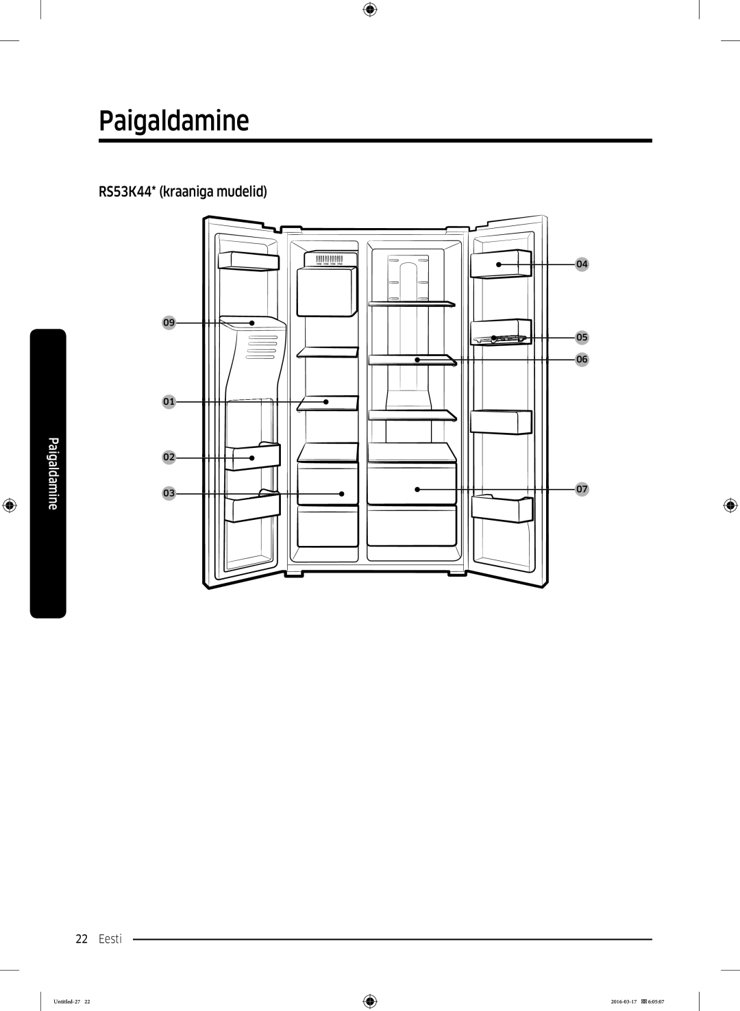 Samsung RS53K4400SA/EF manual RS53K44* kraaniga mudelid 