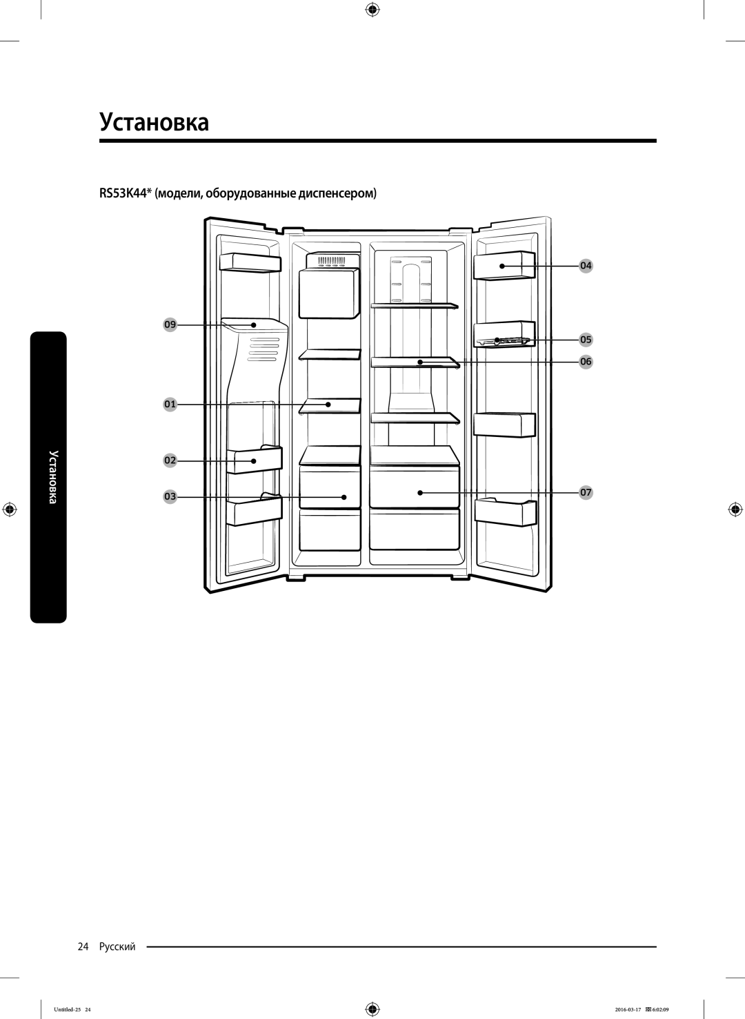 Samsung RS53K4400SA/EF manual RS53K44* модели, оборудованные диспенсером 