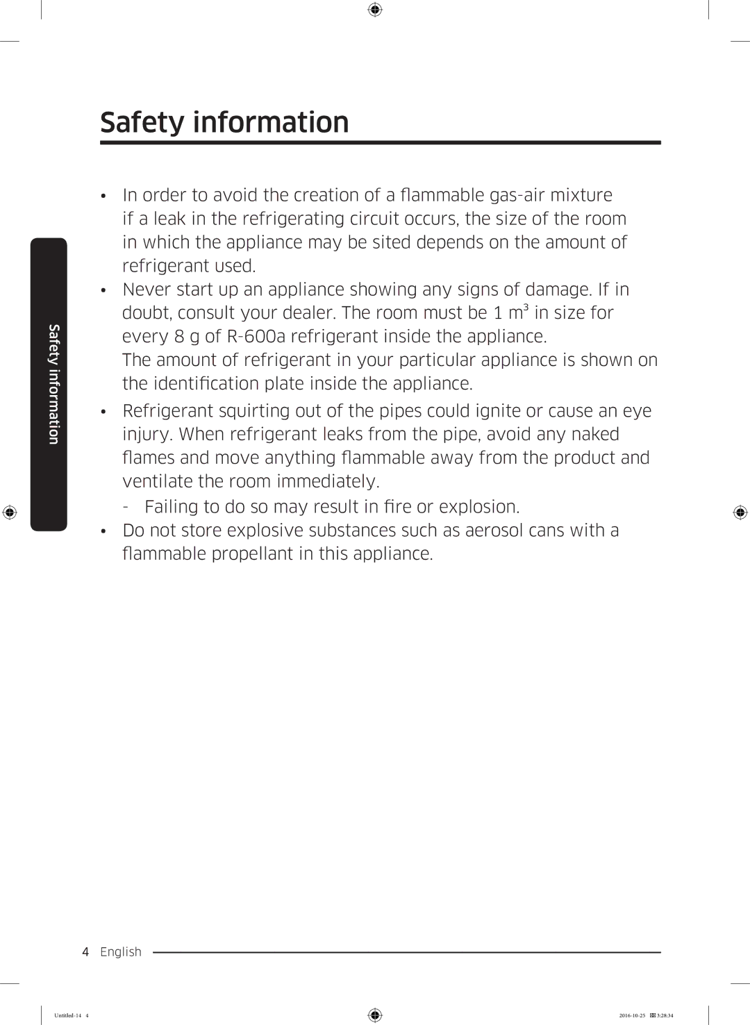 Samsung RS53K4400SA/EF manual Safety information 