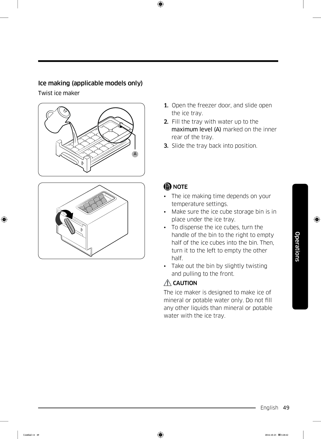 Samsung RS53K4400SA/EF manual Ice making applicable models only 