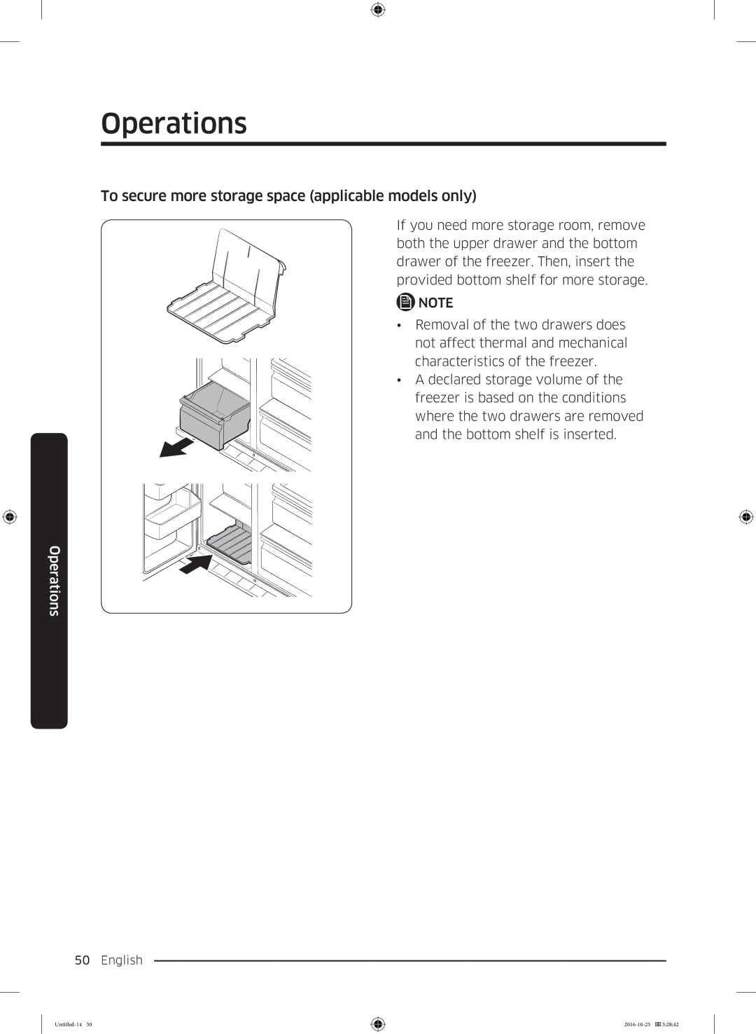 Samsung RS53K4400SA/EF manual To secure more storage space applicable models only 