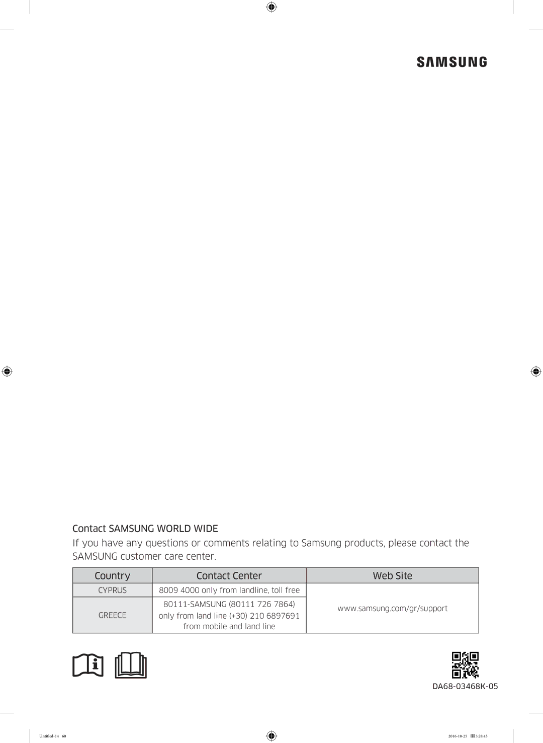 Samsung RS53K4400SA/EF manual Greece 