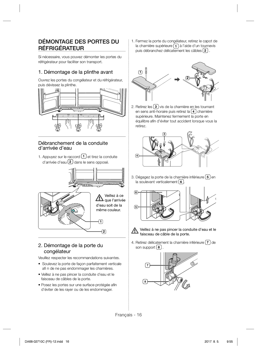 Samsung RS53K4400SA/EF, RS53K4400WW/EF, RS53K4600SA/EF Démontage DES Portes DU Réfrigérateur, Démontage de la plinthe avant 