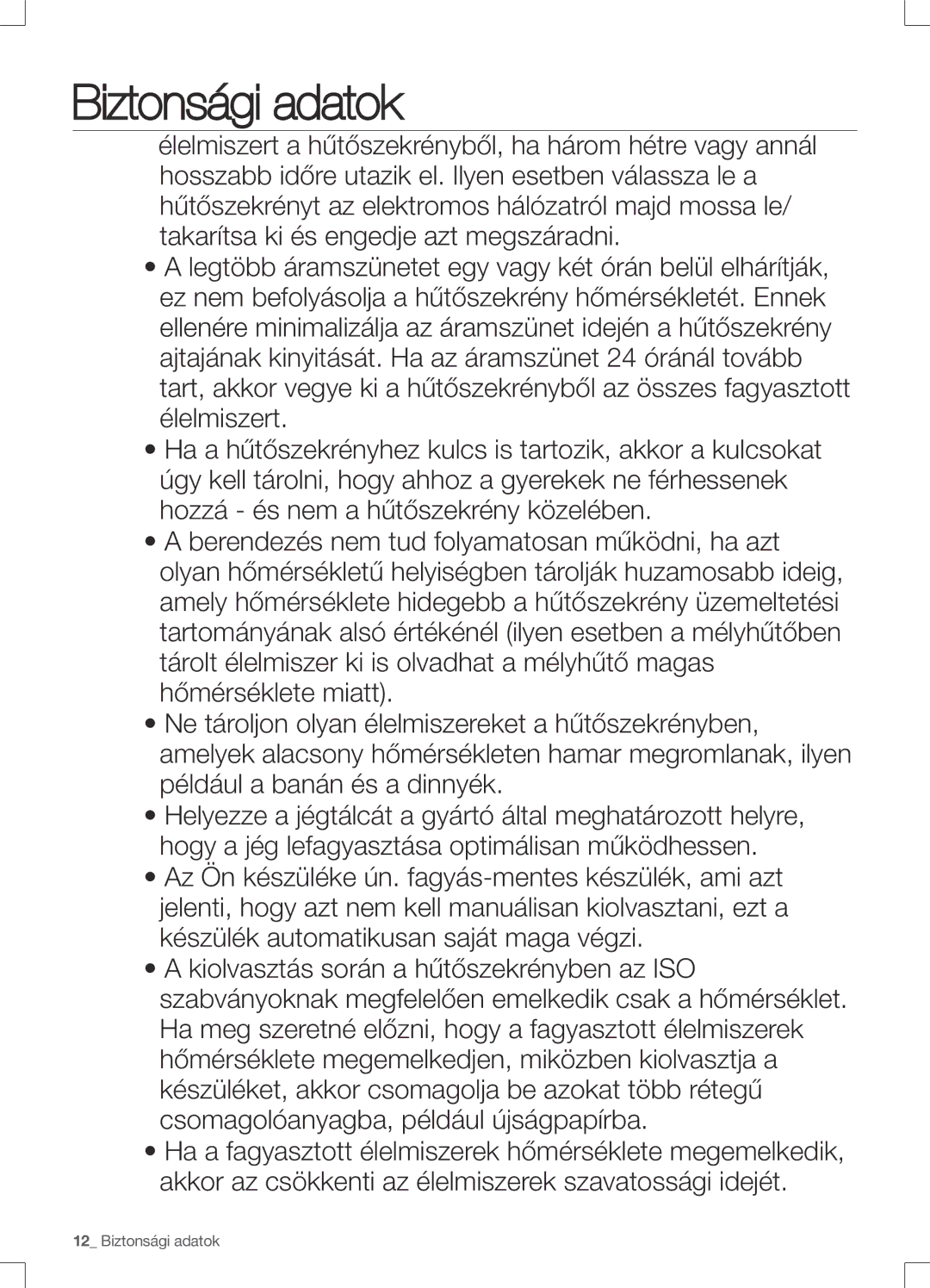 Samsung RS552NRUA1J/EO manual Biztonsági adatok 