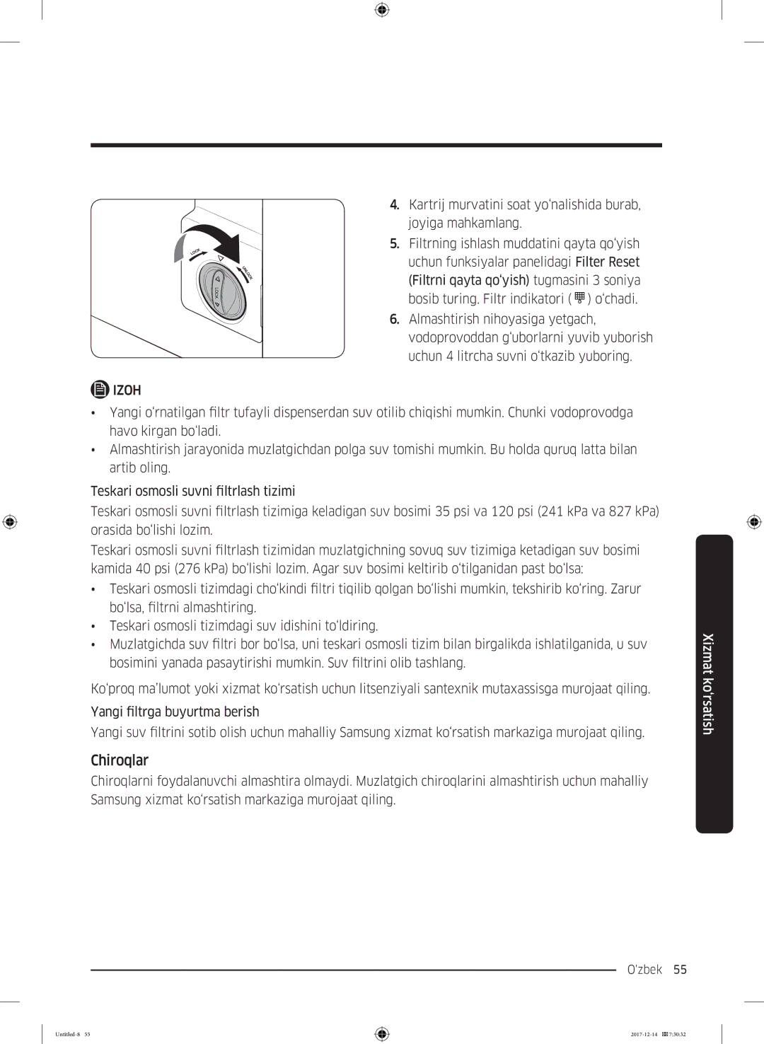 Samsung RS55K50A02C/WT manual Chiroqlar 