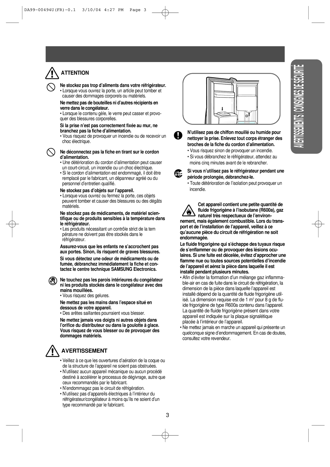 Samsung RS55XKLSG1/XEF Ne stockez pas d’objets sur l’appareil, Ne stockez pas trop d’aliments dans votre réfrigérateur 