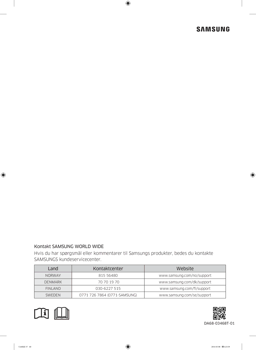 Samsung RS57K4000SA/EF, RS53K4400WW/EF, RS53K4400SA/EF, RS57K4000WW/EF manual Denmark 