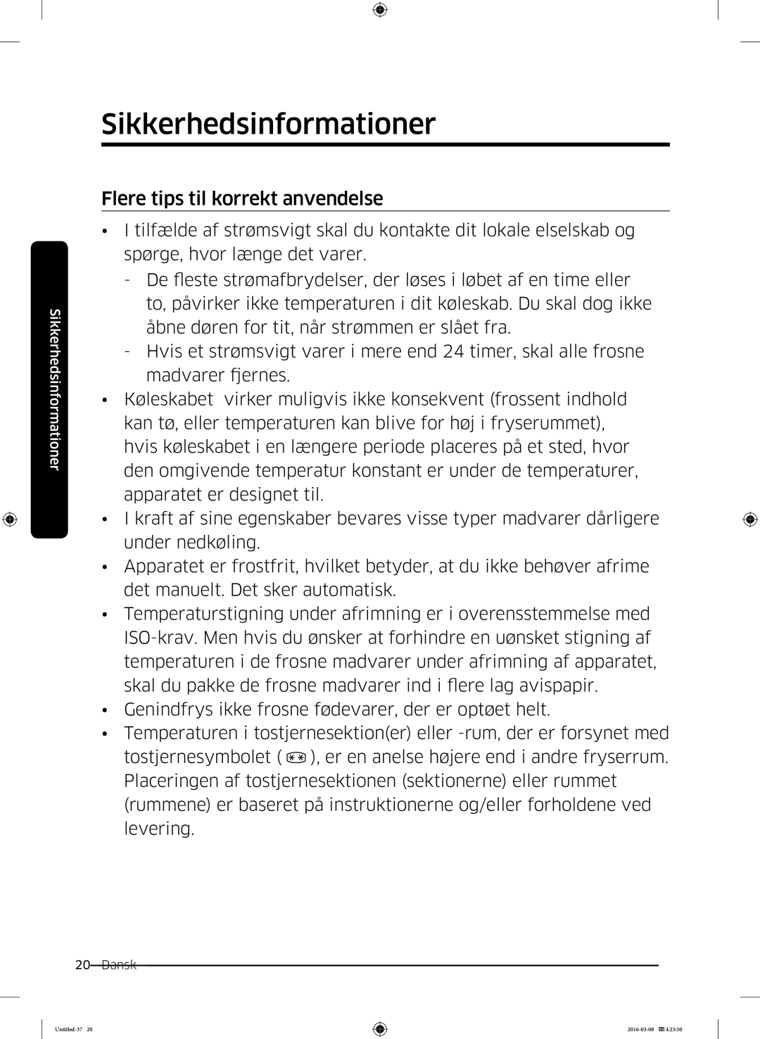 Samsung RS57K4000SA/EF, RS53K4400WW/EF, RS53K4400SA/EF, RS57K4000WW/EF manual Flere tips til korrekt anvendelse 