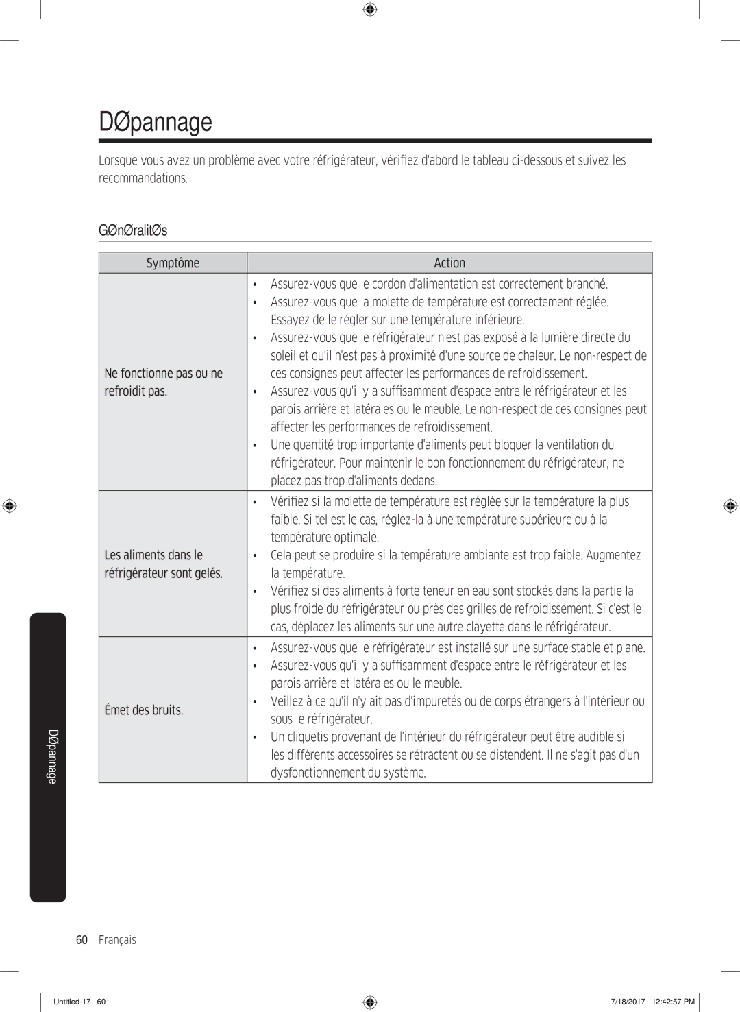 Samsung RS58K6537SL/EF, RS58K6307SL/EF manual Généralités 