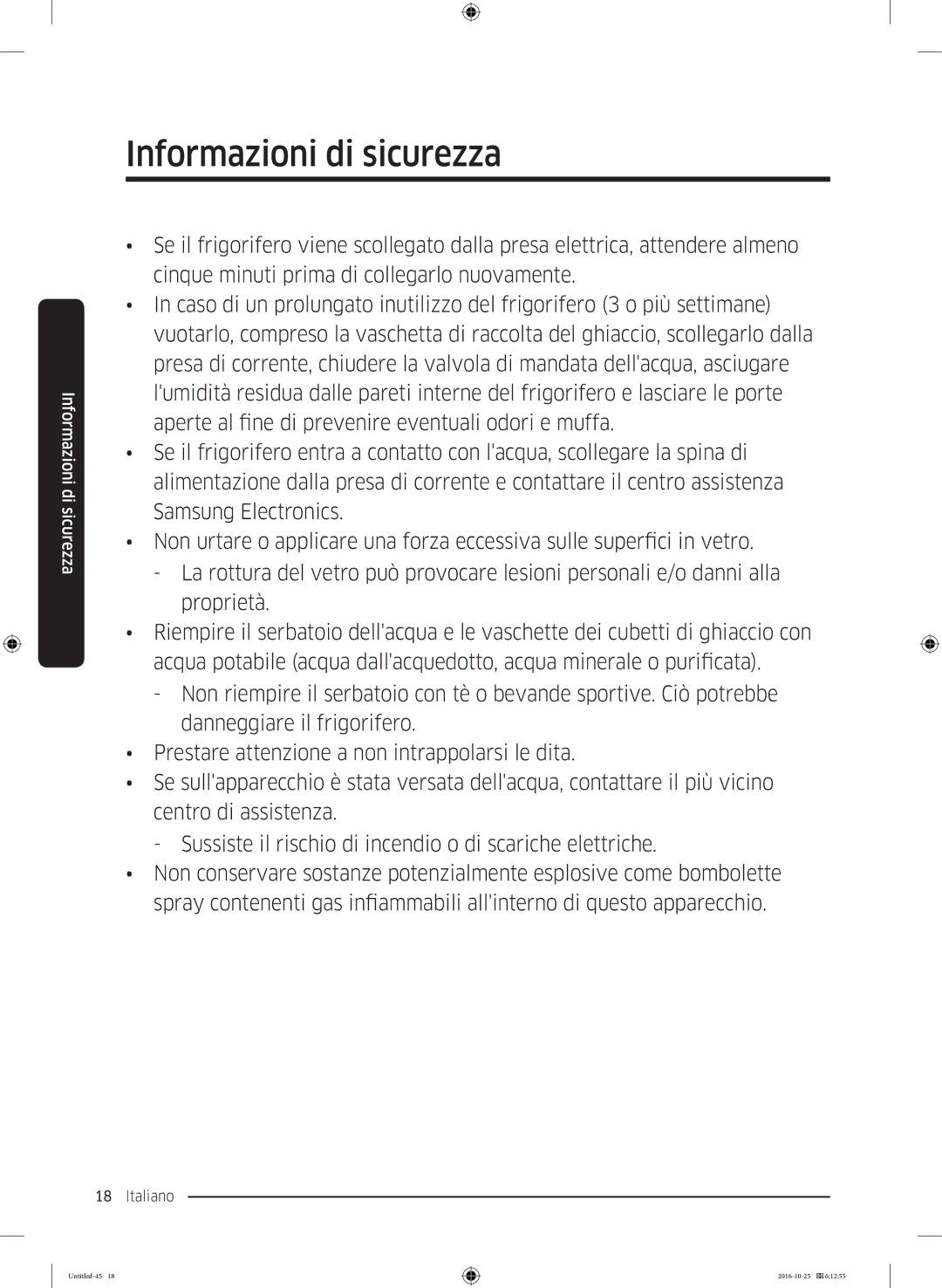 Samsung RS53K4400WW/EF, RS5GK4005SA/EG, RS57K4000SA/EF, RS5HK4405SA/EG, RS54HDRPBSR/EF manual Informazioni di sicurezza 