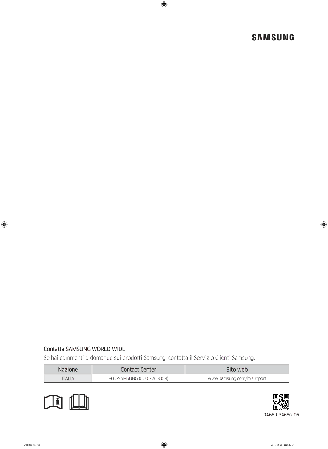 Samsung RH56J6918SL/EF, RS5GK4005SA/EG, RS57K4000SA/EF, RS5HK4405SA/EG, RS54HDRPBSR/EF, RS53K4400SA/EG manual DA68-03468G-06 