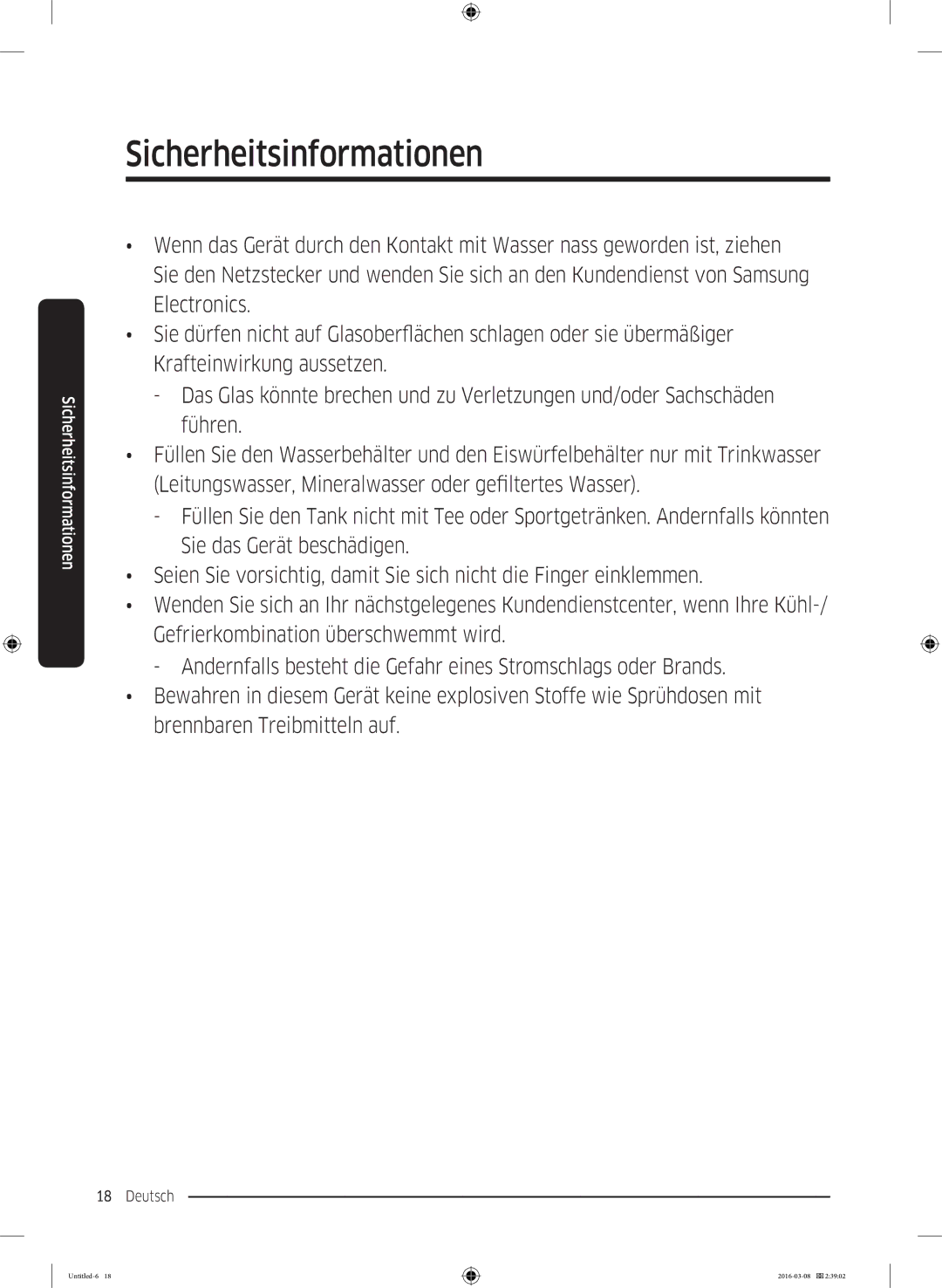 Samsung RS5HK4405SA/EG, RS5GK4005SA/EG, RS57K4000SA/EF, RS57K4005SA/WS, RS5HK4605SA/EG manual Sicherheitsinformationen 