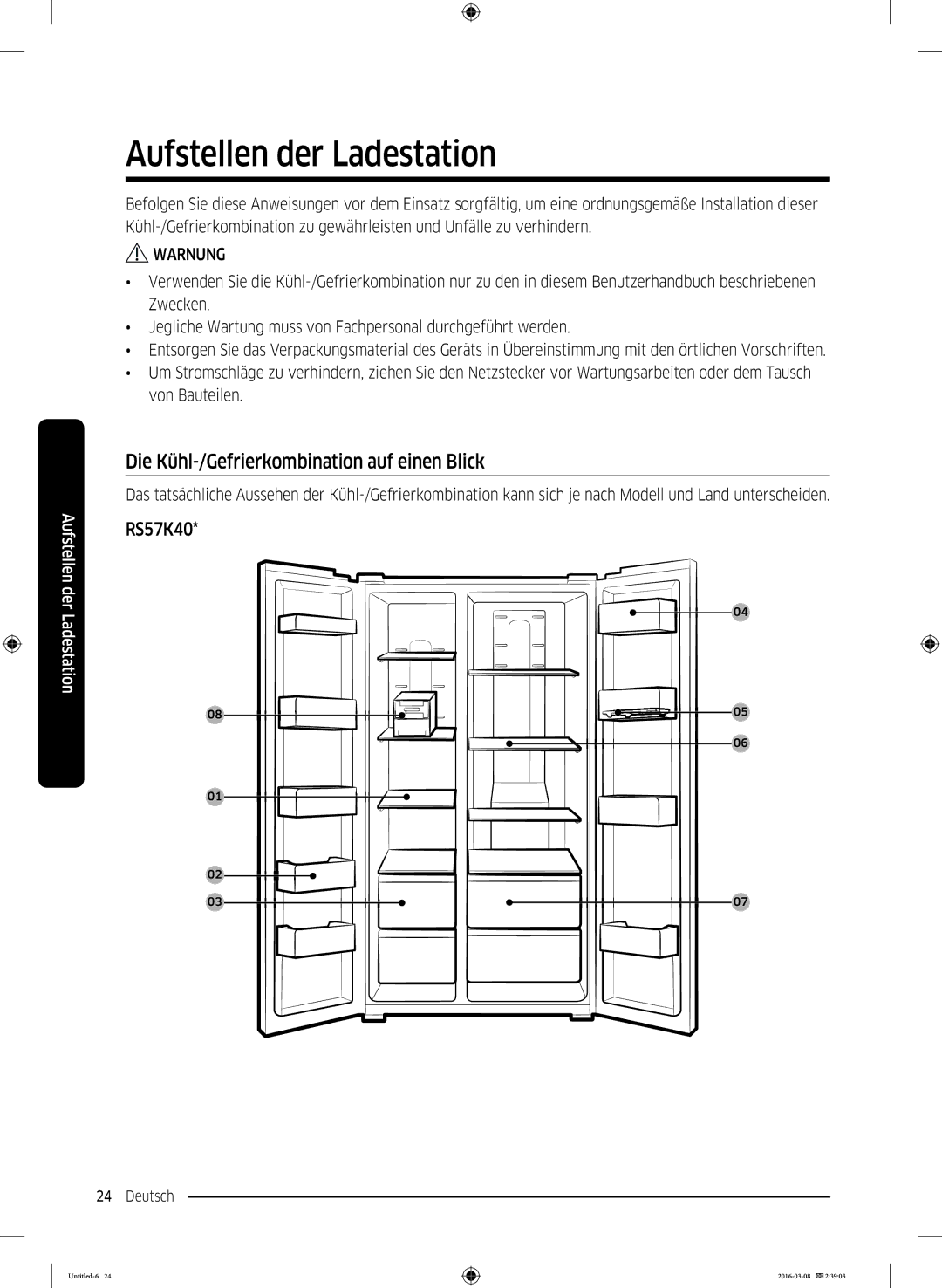 Samsung RS5GK4005SA/EG, RS57K4000SA/EF, RS5HK4405SA/EG, RS57K4005SA/WS manual Die Kühl-/Gefrierkombination auf einen Blick 