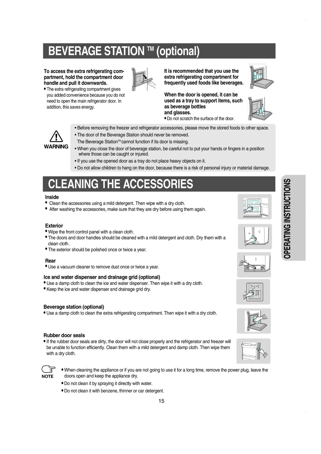 Samsung RS60FJSM1/BUL manual Cleaning the Accessories 