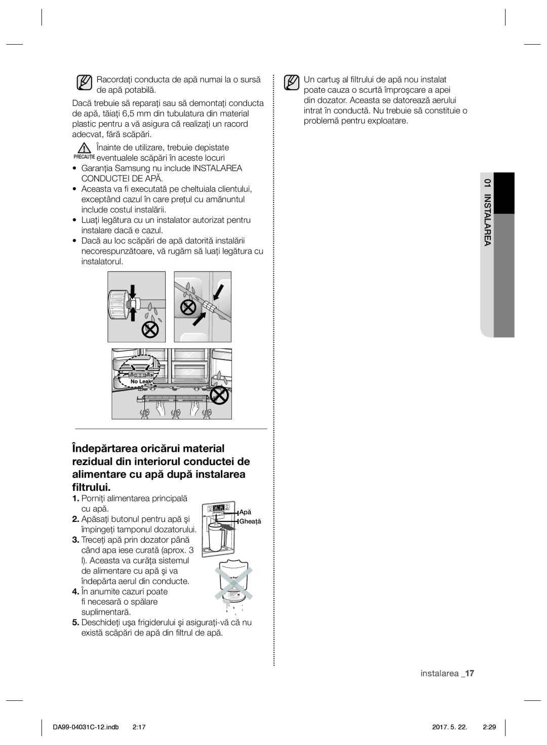 Samsung RS61681GDSL/UR, RS61781GDSL/UR manual Porniţi alimentarea principală Cu apă, Apăsaţi butonul pentru apă şi 