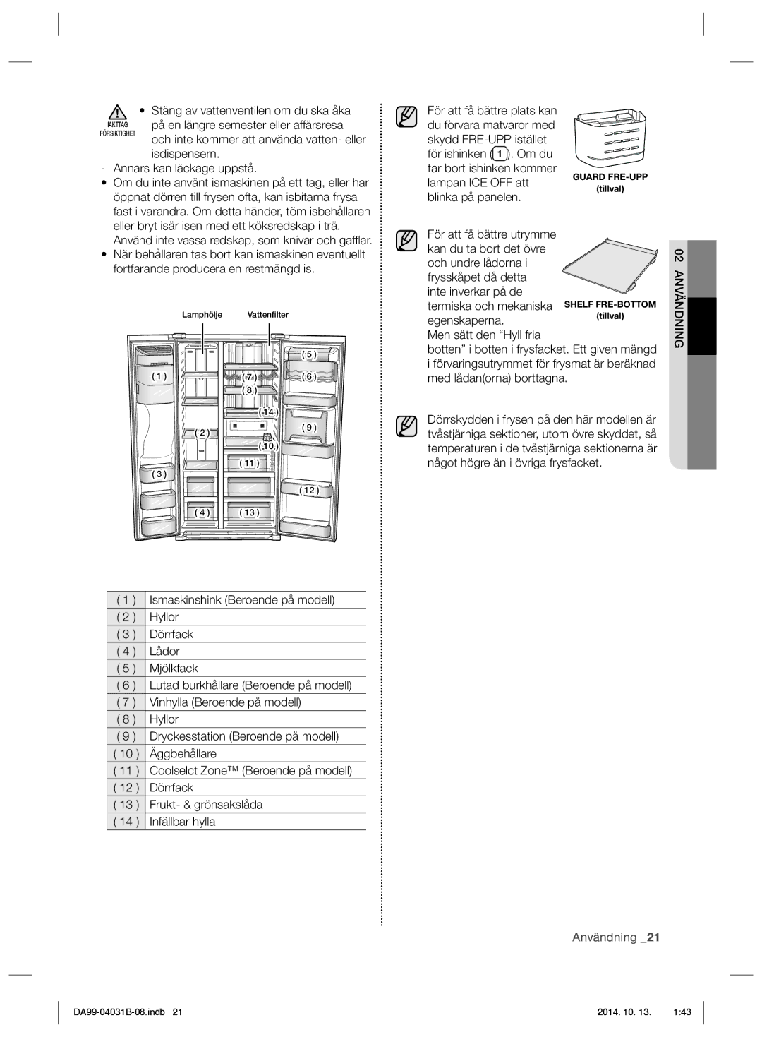 Samsung RS61681GDSR/EE, RS61781GDSR/EE manual Användning 