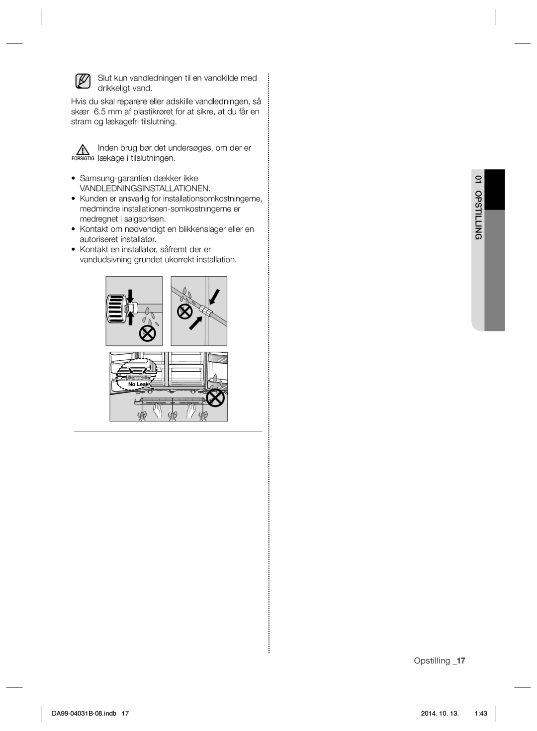 Samsung RS61681GDSR/EE, RS61781GDSR/EE manual Vandledningsinstallationen 