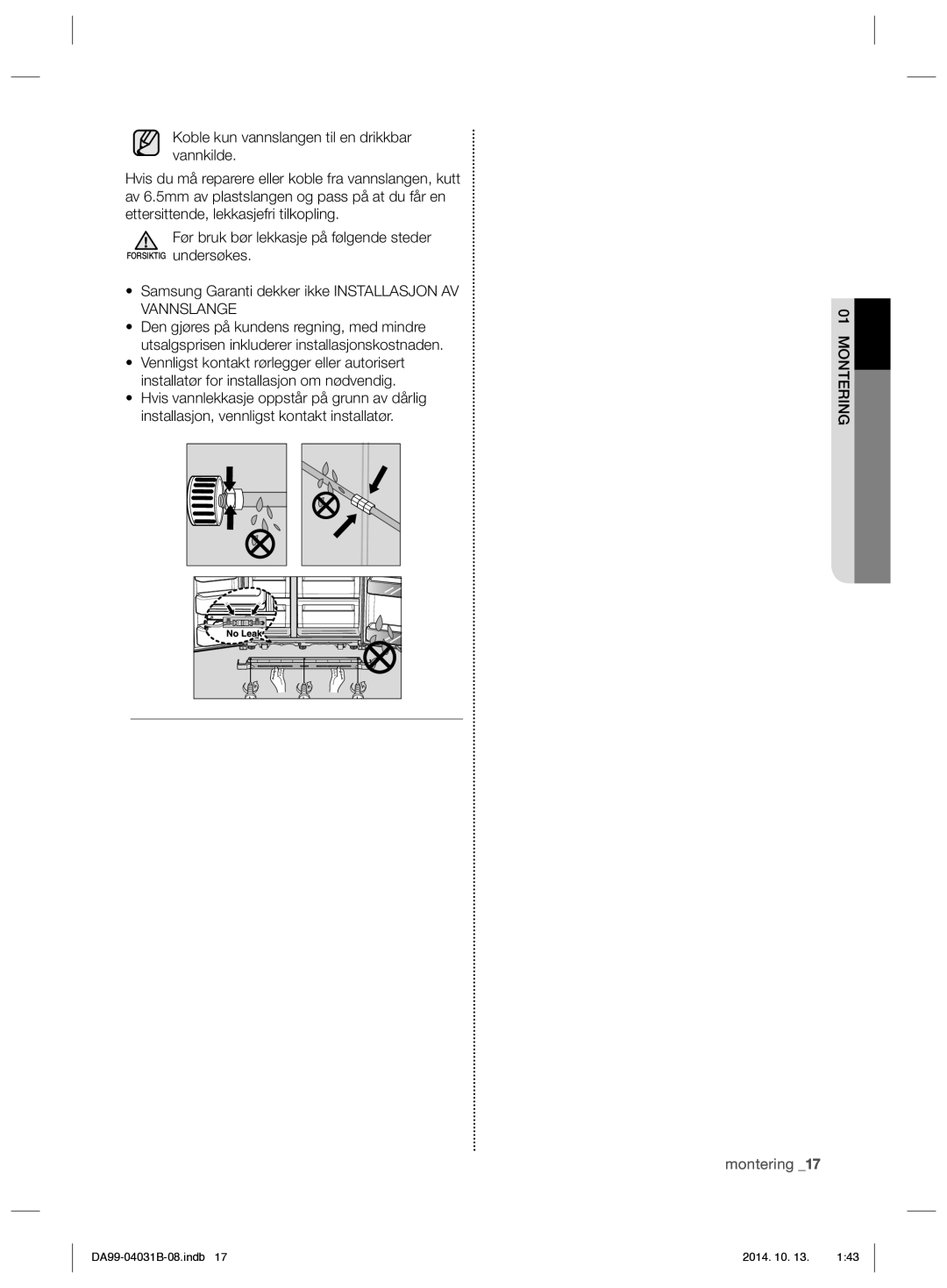 Samsung RS61681GDSR/EE, RS61781GDSR/EE manual Montering 