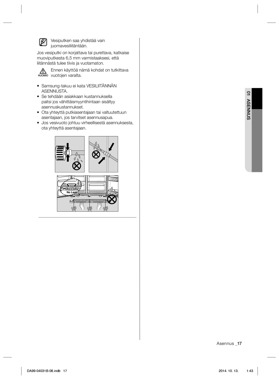 Samsung RS61681GDSR/EE, RS61781GDSR/EE manual Asennus 