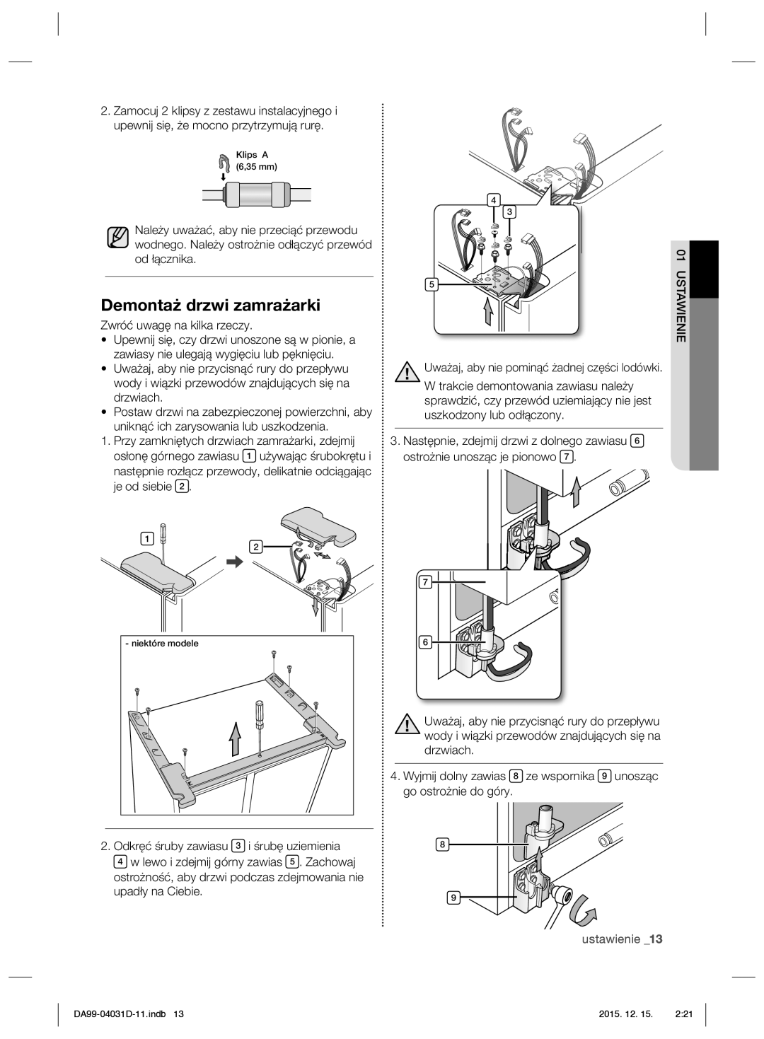 Samsung RS61781GDSR/EO manual Zwróć uwagę na kilka rzeczy, Ustawienie 