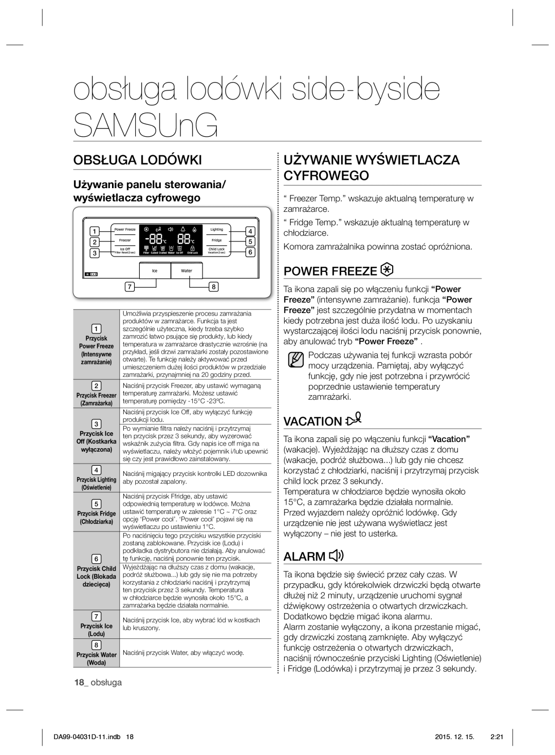 Samsung RS61781GDSR/EO manual Obsługa lodówki side-byside SAMSUnG, Obsługa Lodówki, Używanie Wyświetlacza Cyfrowego 