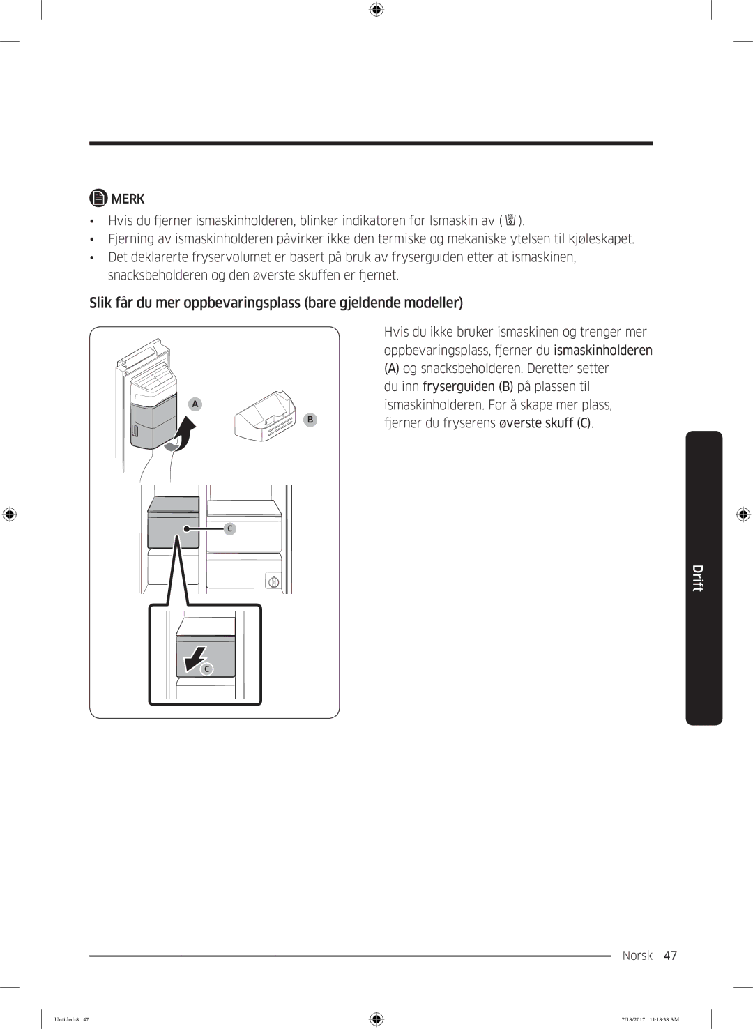 Samsung RS58K6697SL/EE, RS62K6197SL/EE manual Slik får du mer oppbevaringsplass bare gjeldende modeller 