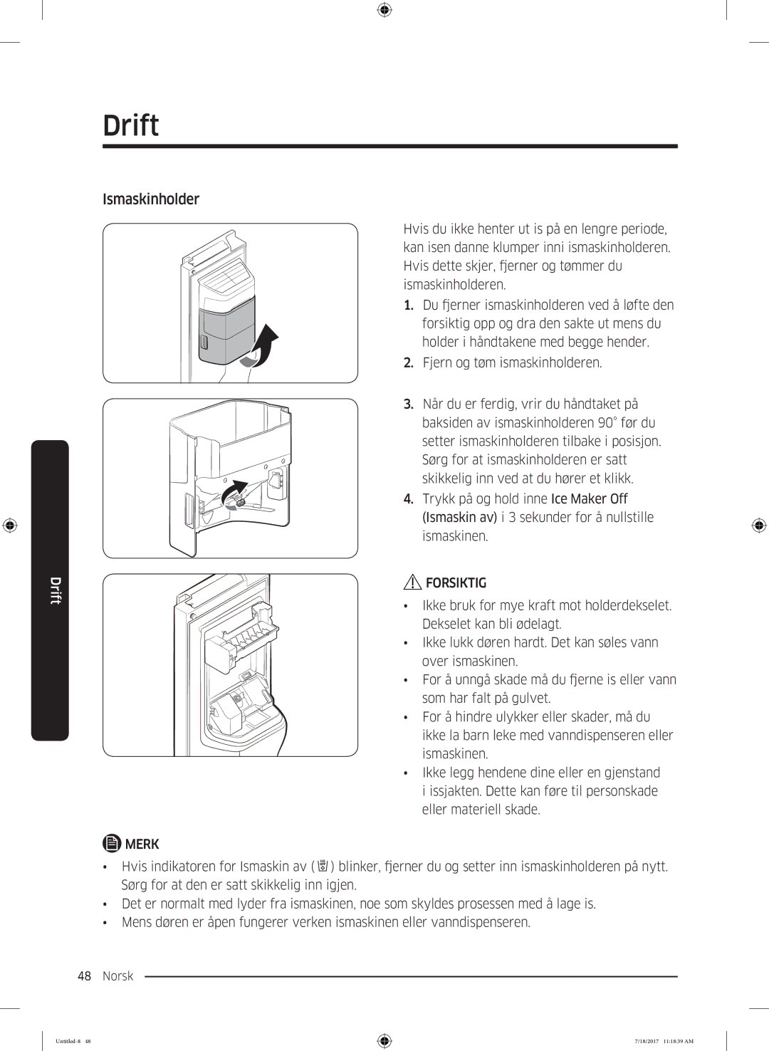 Samsung RS62K6197SL/EE, RS58K6697SL/EE manual Ismaskinholder 