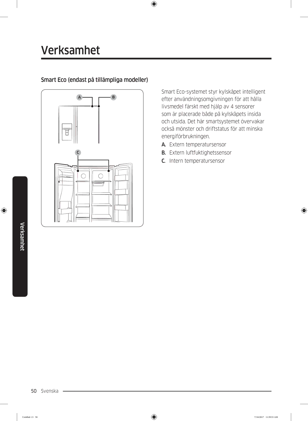 Samsung RS62K6197SL/EE, RS58K6697SL/EE manual Smart Eco endast på tillämpliga modeller 