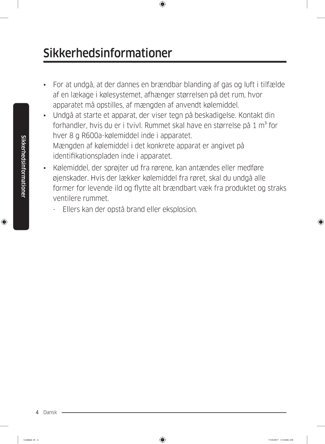 Samsung RS62K6197SL/EE, RS58K6697SL/EE manual Sikkerhedsinformationer 