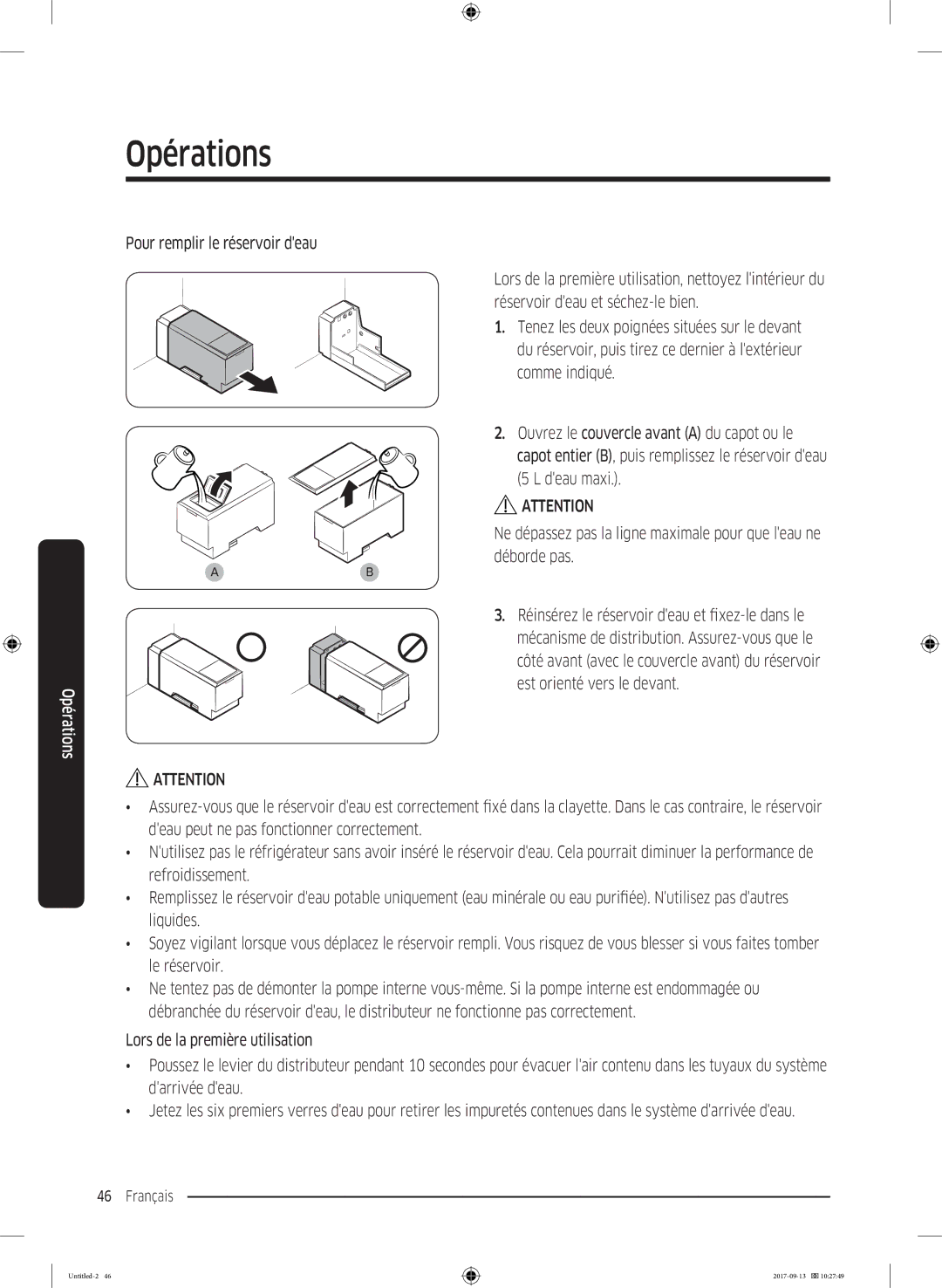 Samsung RS62K6227SL/ZA manual Opérations 