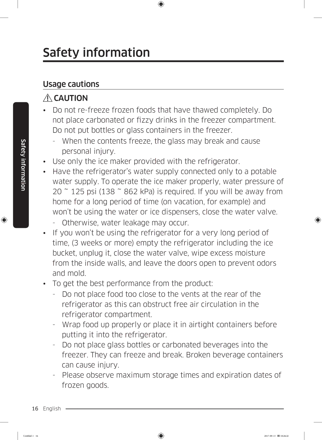 Samsung RS62K6227SL/ZA manual Usage cautions 