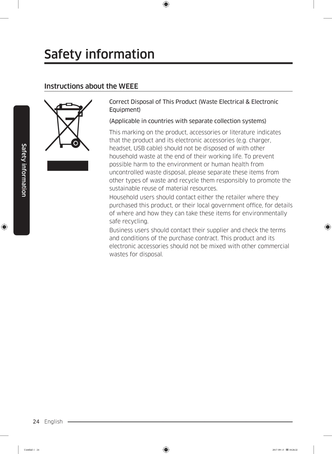 Samsung RS62K6227SL/ZA manual Instructions about the Weee 