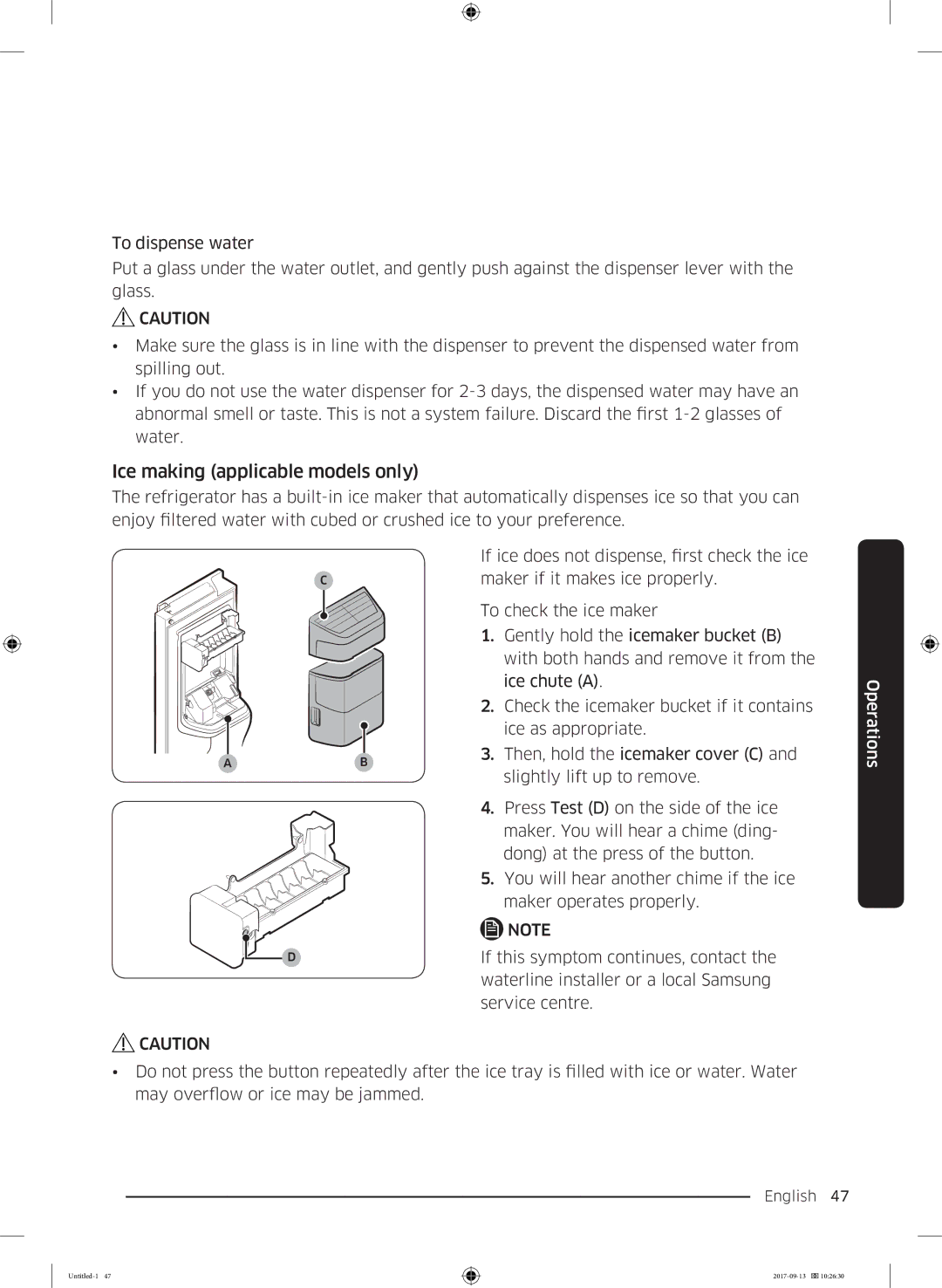 Samsung RS62K6227SL/ZA manual Ice making applicable models only 