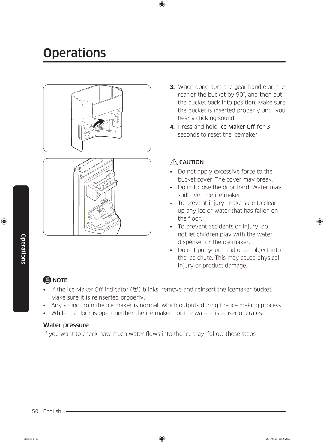 Samsung RS62K6227SL/ZA manual Water pressure 