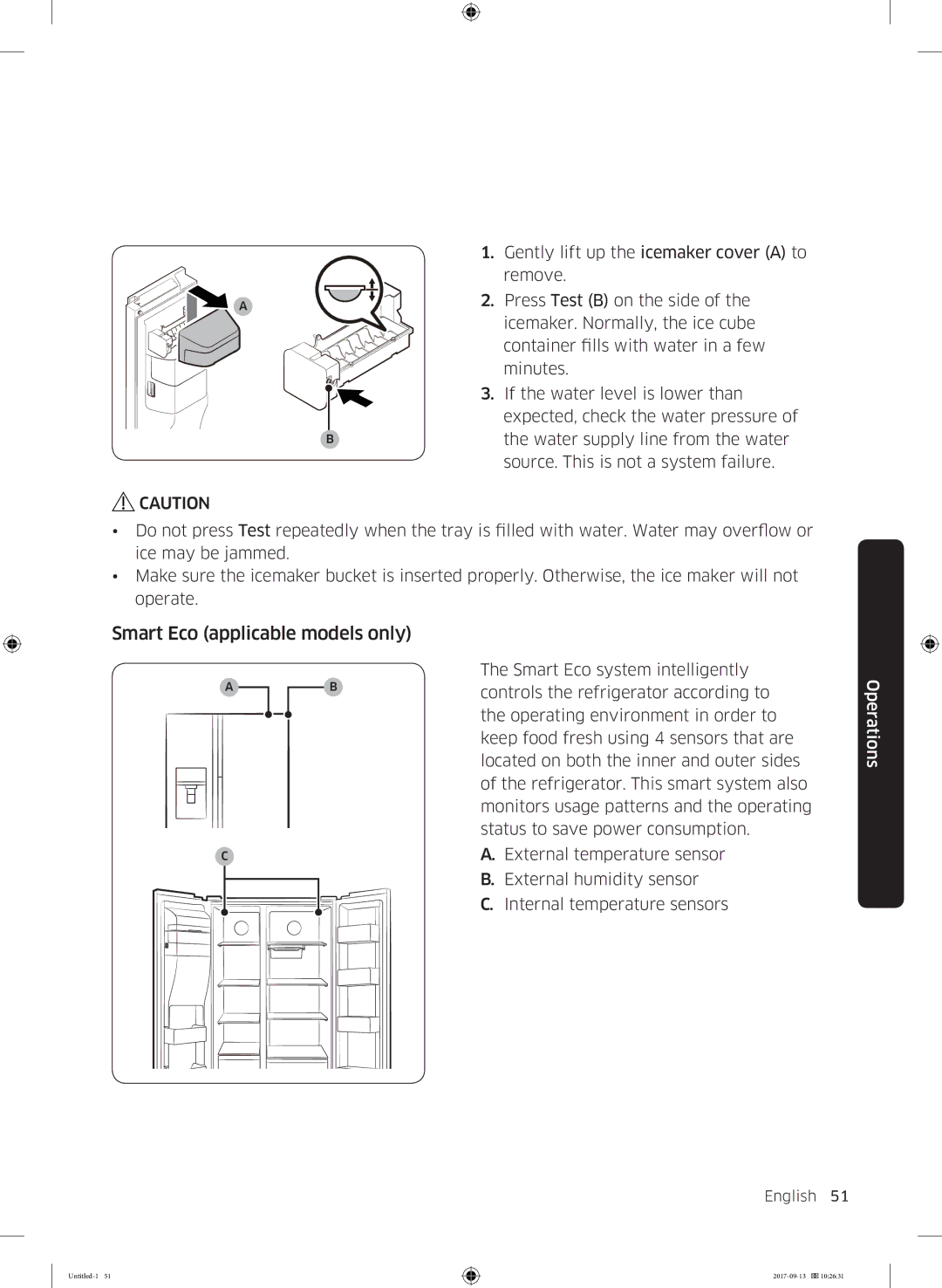 Samsung RS62K6227SL/ZA manual Smart Eco applicable models only, Gently lift up the icemaker cover a to, Remove 