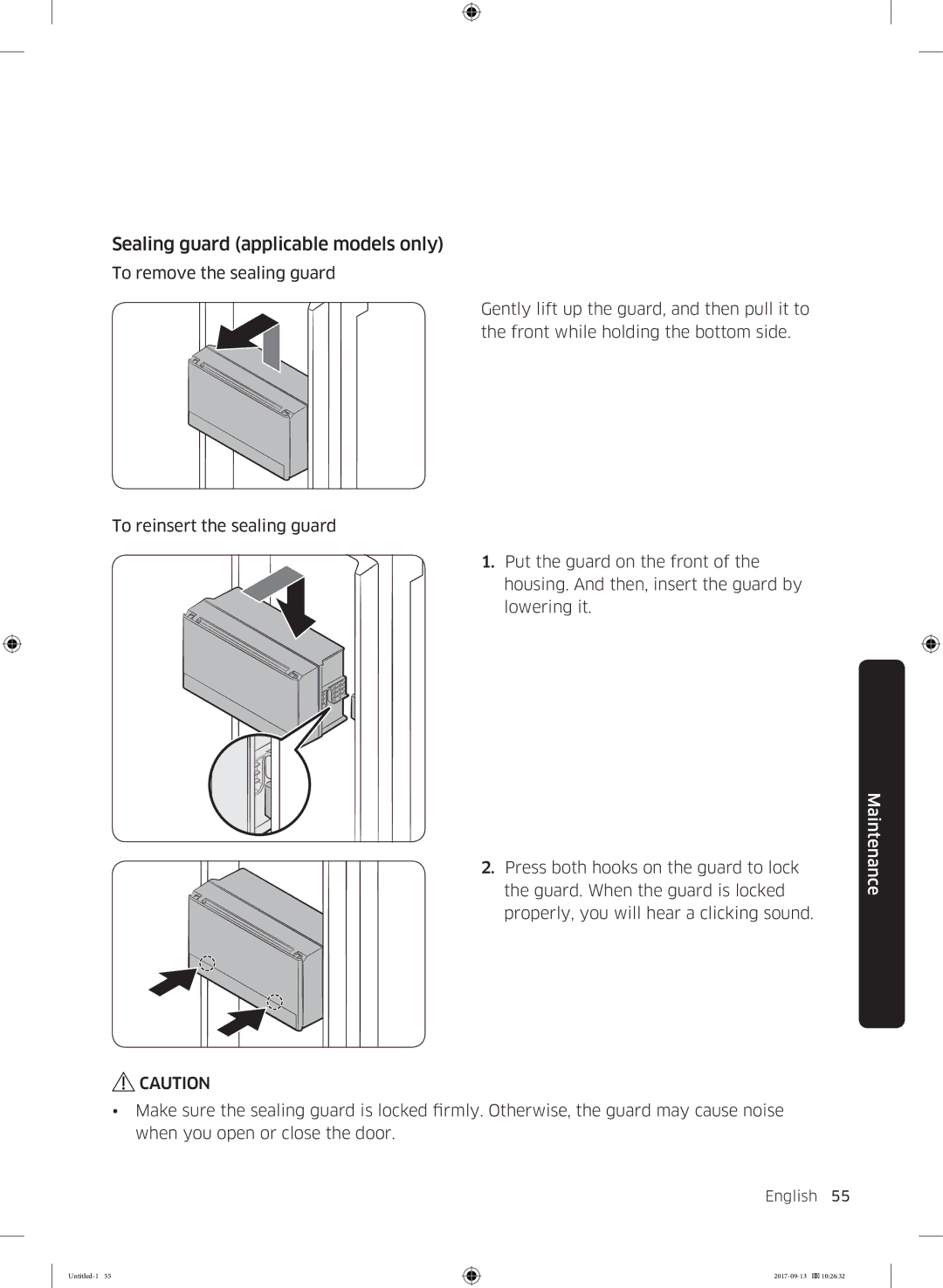 Samsung RS62K6227SL/ZA manual Sealing guard applicable models only 