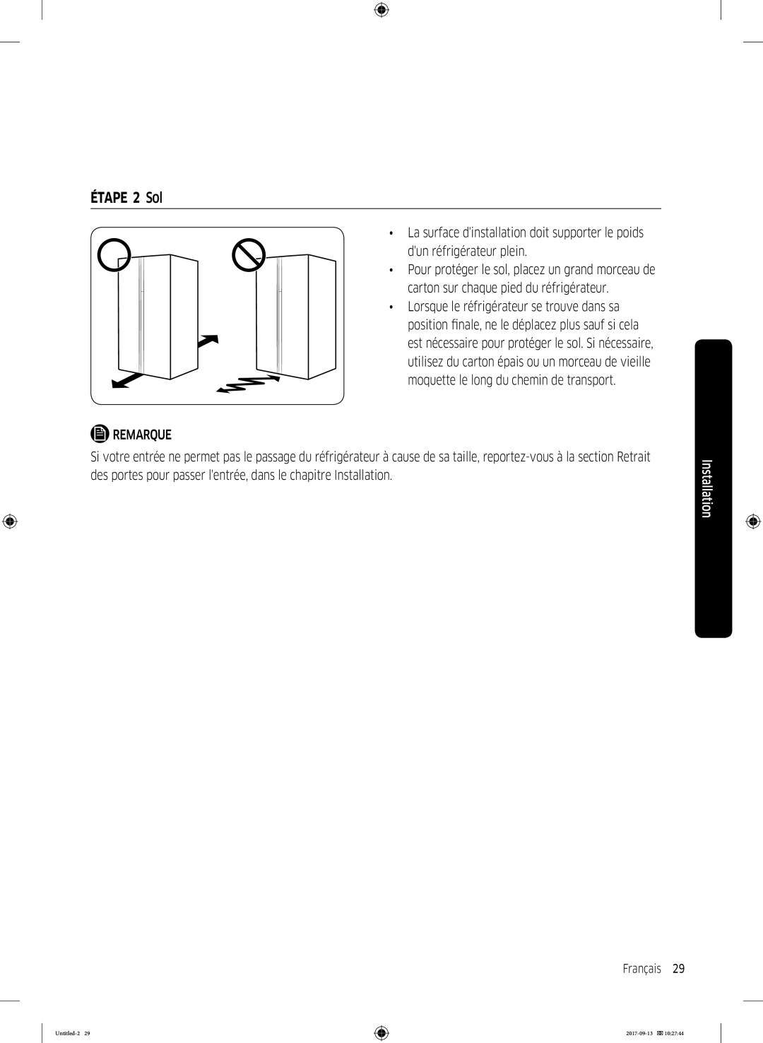 Samsung RS62K6227SL/ZA manual Étape 2 Sol 