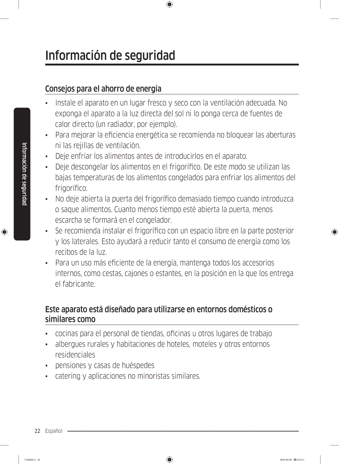 Samsung RS68N8241S9/EF, RS66N8100S9/EF manual Consejos para el ahorro de energía, Para un uso más eficiente de la energía 