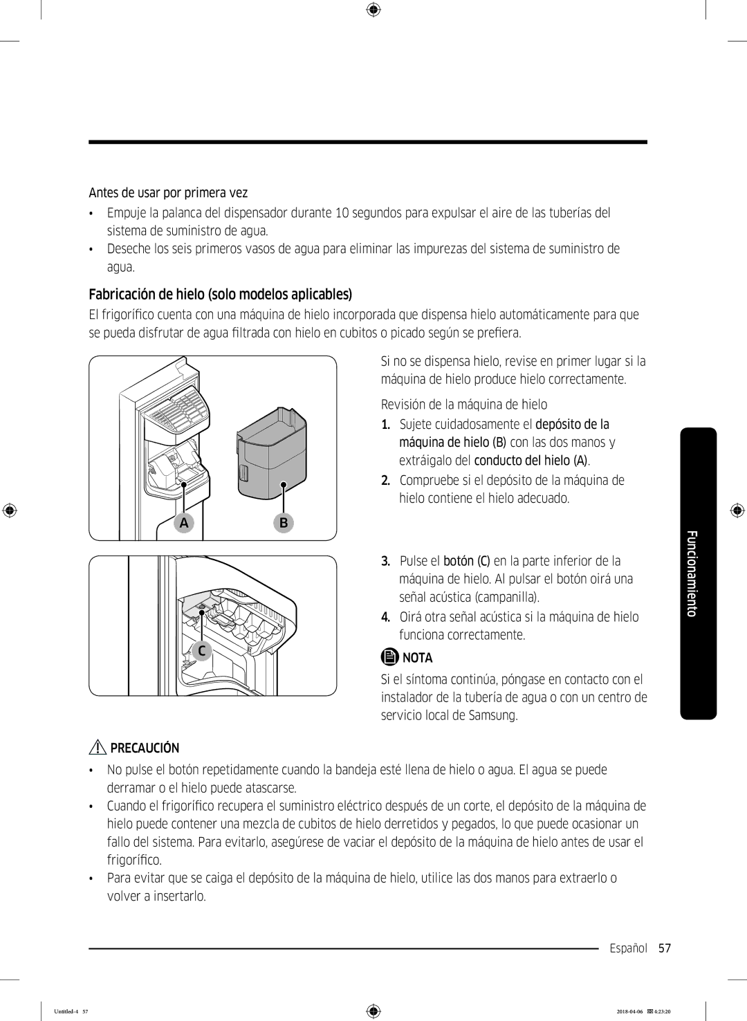 Samsung RS68N8231S9/EF, RS66N8100S9/EF manual Fabricación de hielo solo modelos aplicables, Picado según se prefiera 