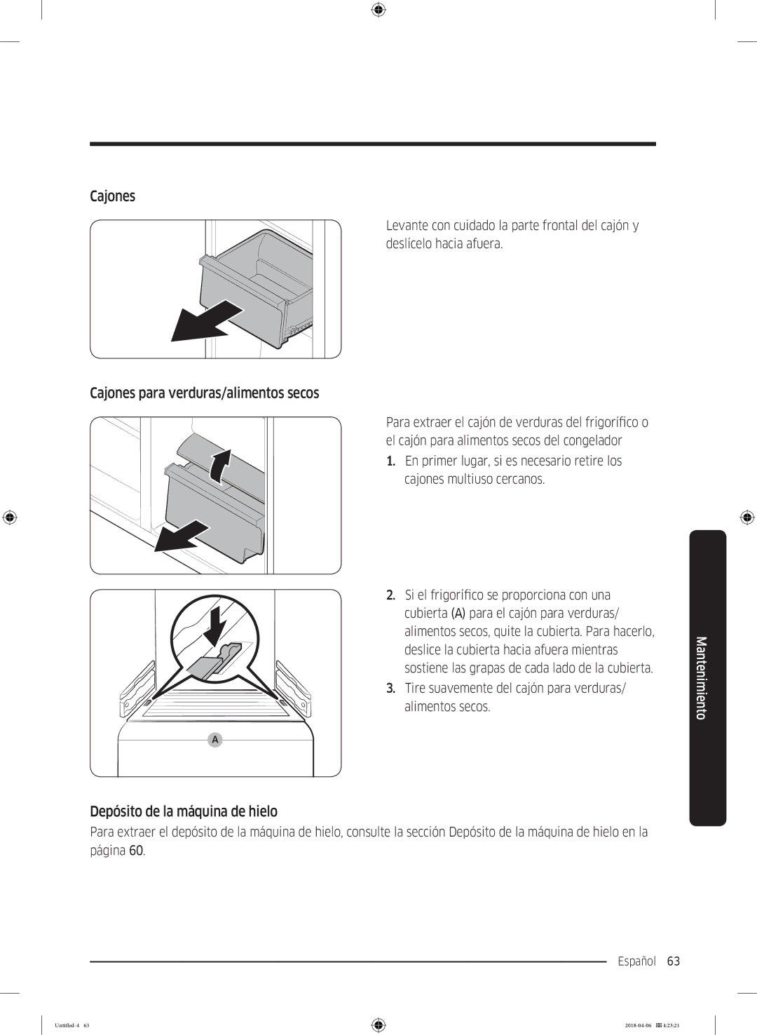 Samsung RS68N8231S9/EF Cajones para verduras/alimentos secos, Tire suavemente del cajón para verduras/ alimentos secos 