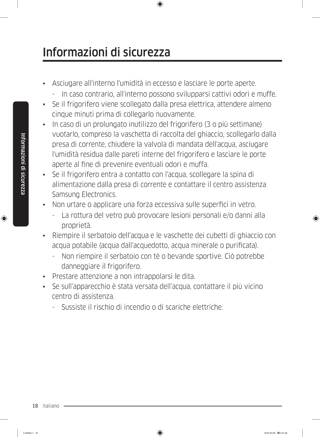 Samsung RS67N8210S9/EF, RS67N8211S9/EF, RS66N8101S9/EF manual Informazioni di sicurezza 