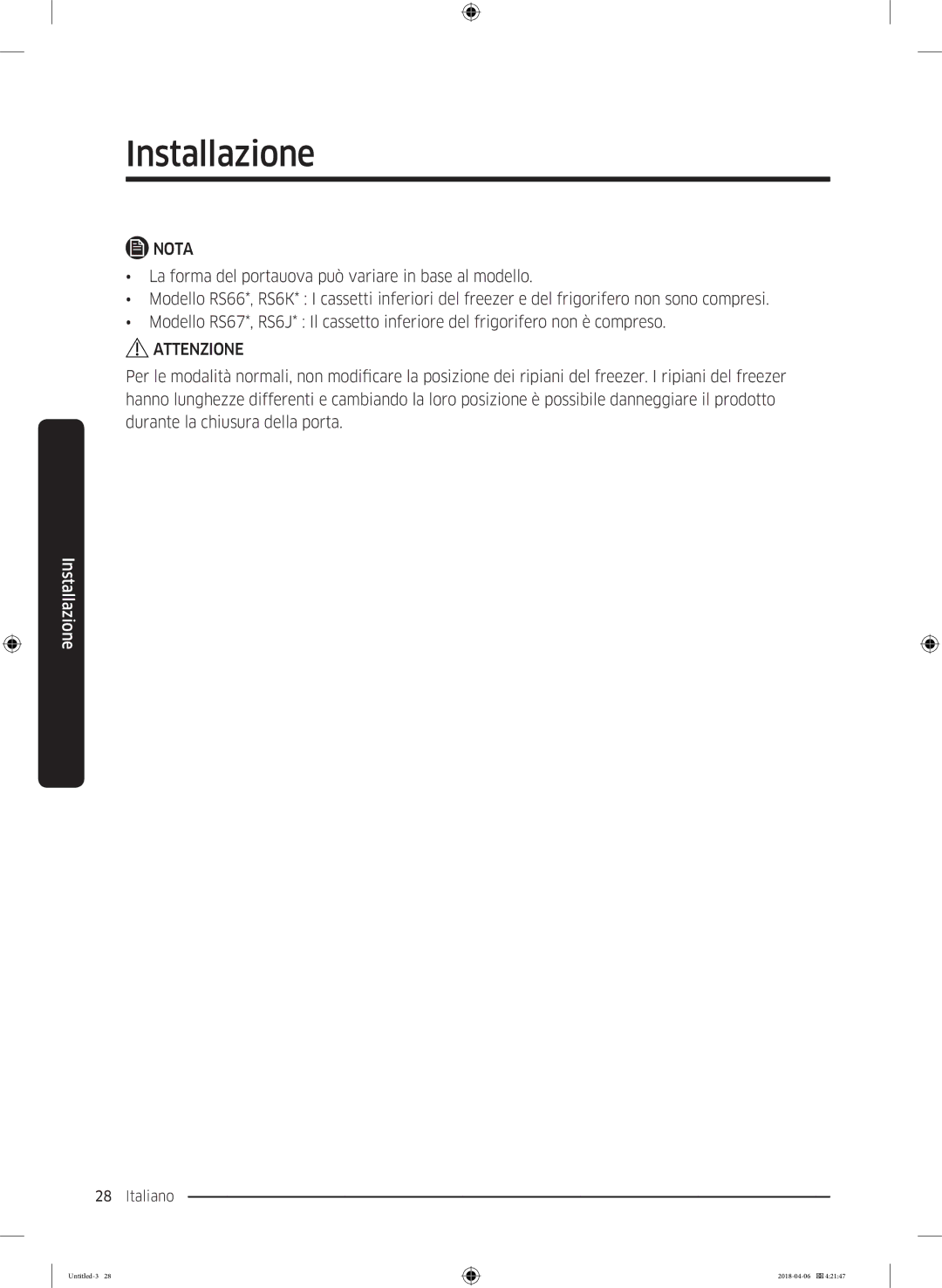 Samsung RS67N8211S9/EF, RS67N8210S9/EF, RS66N8101S9/EF manual Nota 