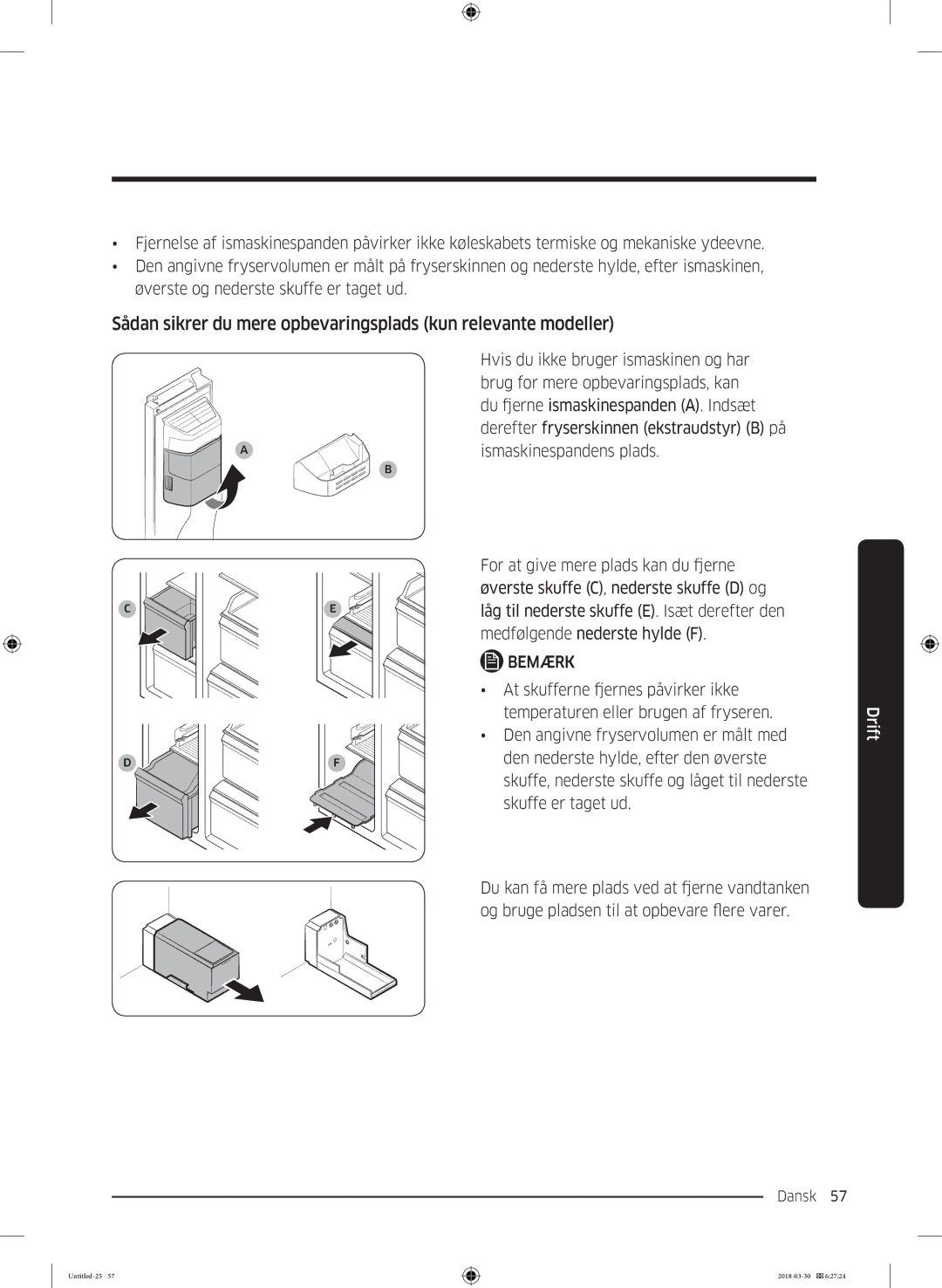 Samsung RS68N8231WW/EF, RS67N8210WW/EF, RS67N8210SL/EF manual Sådan sikrer du mere opbevaringsplads kun relevante modeller 