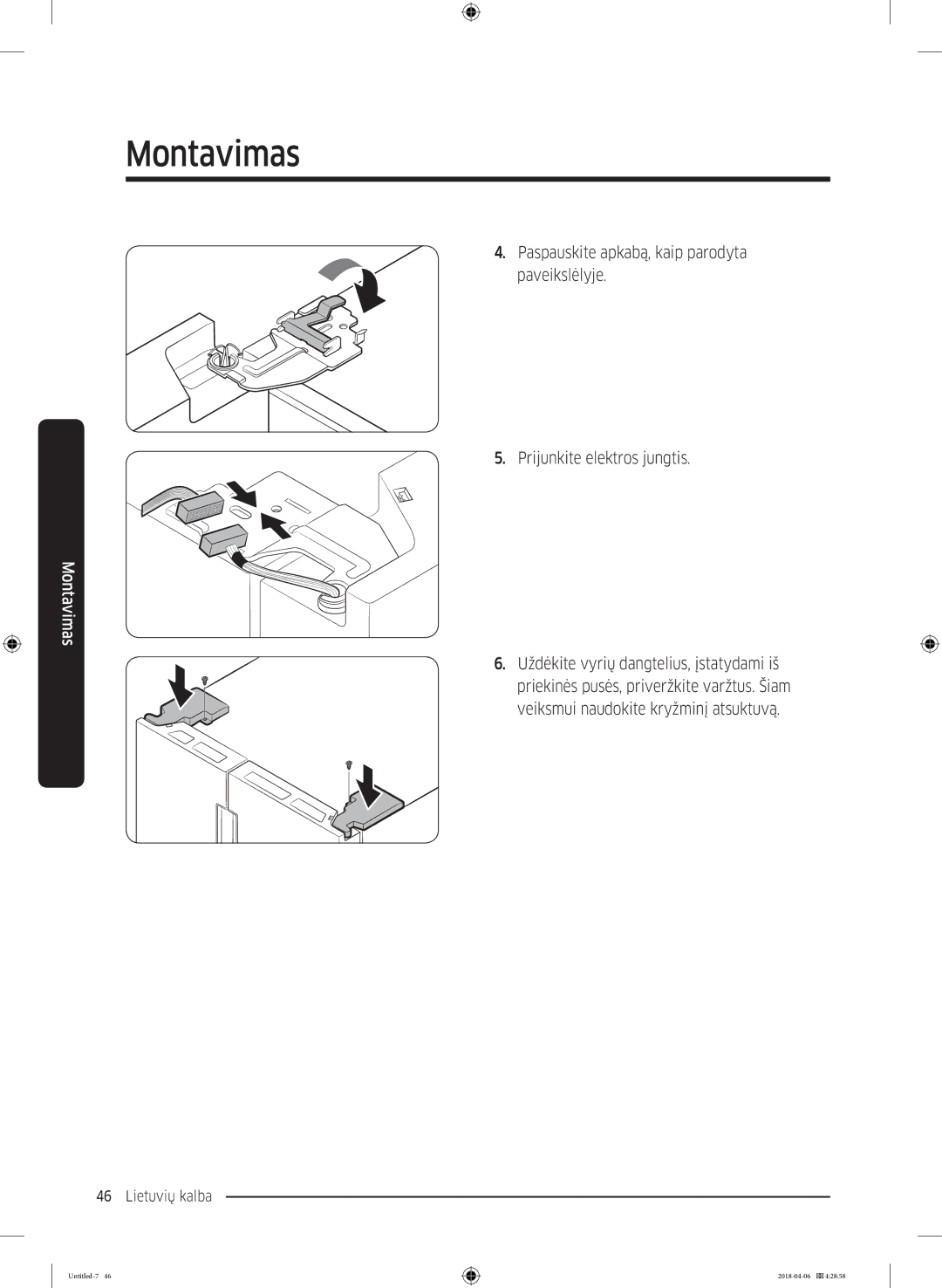 Samsung RS68N8231S9/EF manual Montavimas 