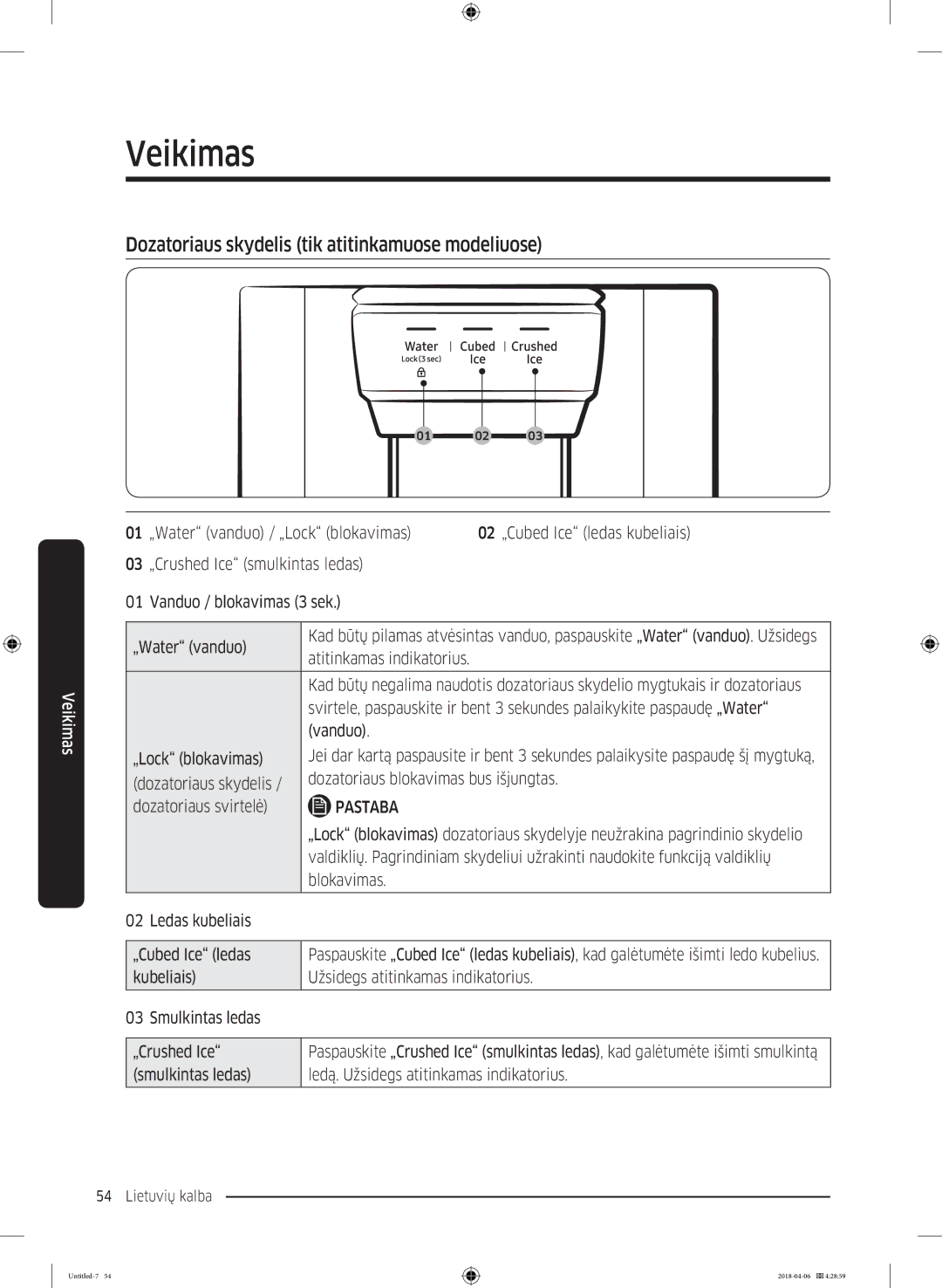 Samsung RS68N8231S9/EF manual Dozatoriaus skydelis tik atitinkamuose modeliuose 