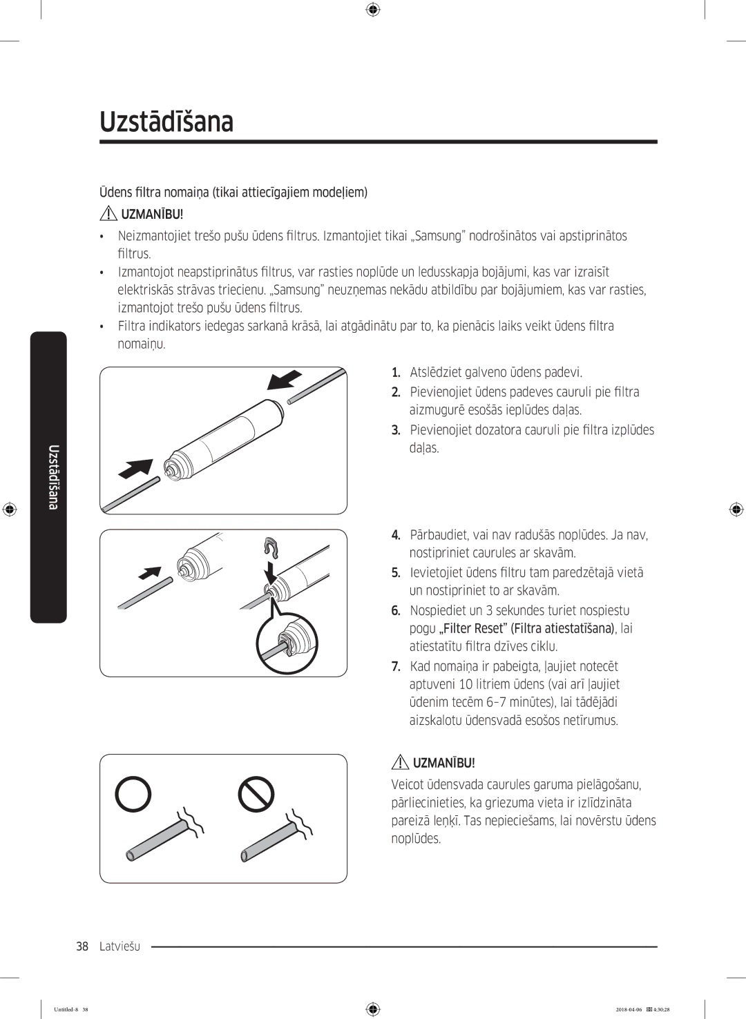 Samsung RS68N8231S9/EF manual Ūdens filtra nomaiņa tikai attiecīgajiem modeļiem 
