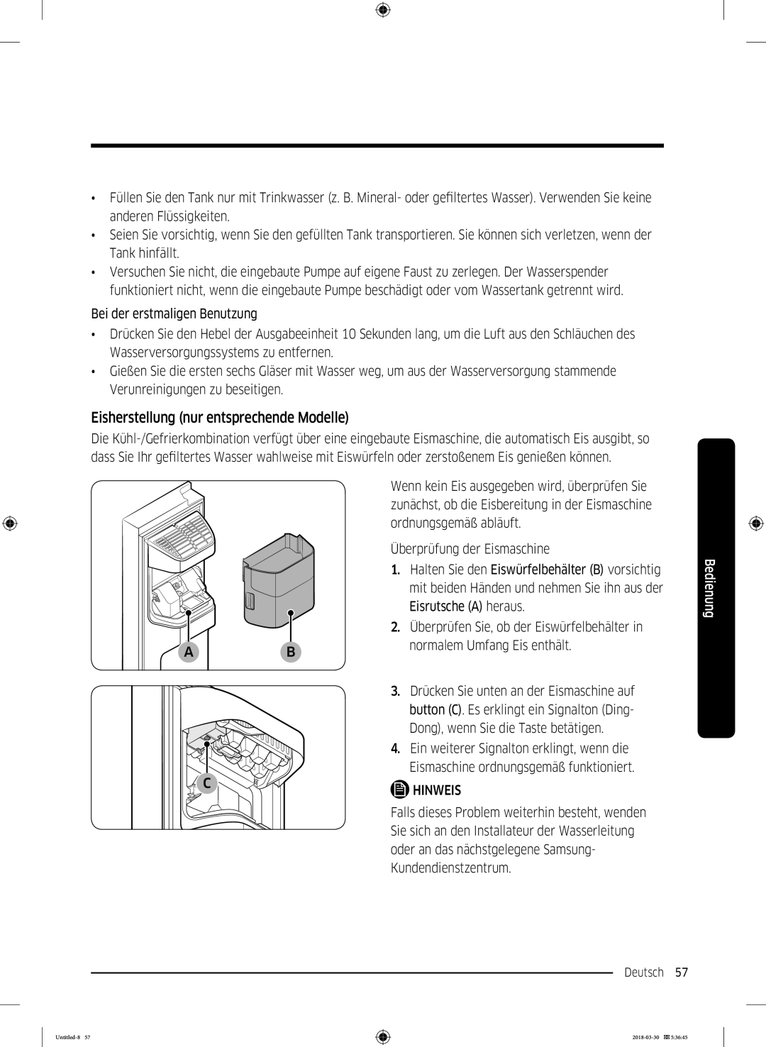 Samsung RS6GN8231S9/EG, RS6GN8321B1/EG, RS6GN8221S9/EG, RS6JN8211S9/EG manual Eisherstellung nur entsprechende Modelle 