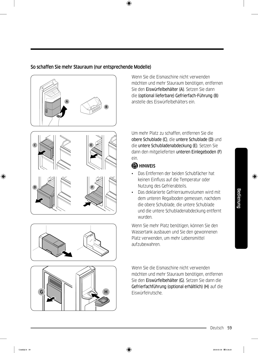 Samsung RS6GN8321SL/EG, RS6GN8321B1/EG, RS6GN8221S9/EG manual So schaffen Sie mehr Stauraum nur entsprechende Modelle,  ² 