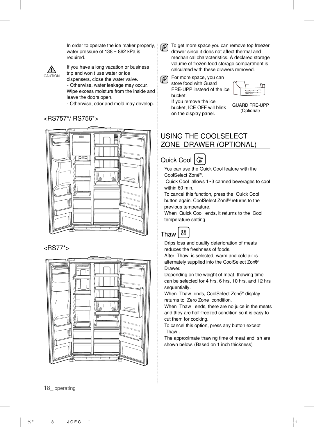 Samsung RS7* user manual Using the Coolselect, Zone Drawer Optional 